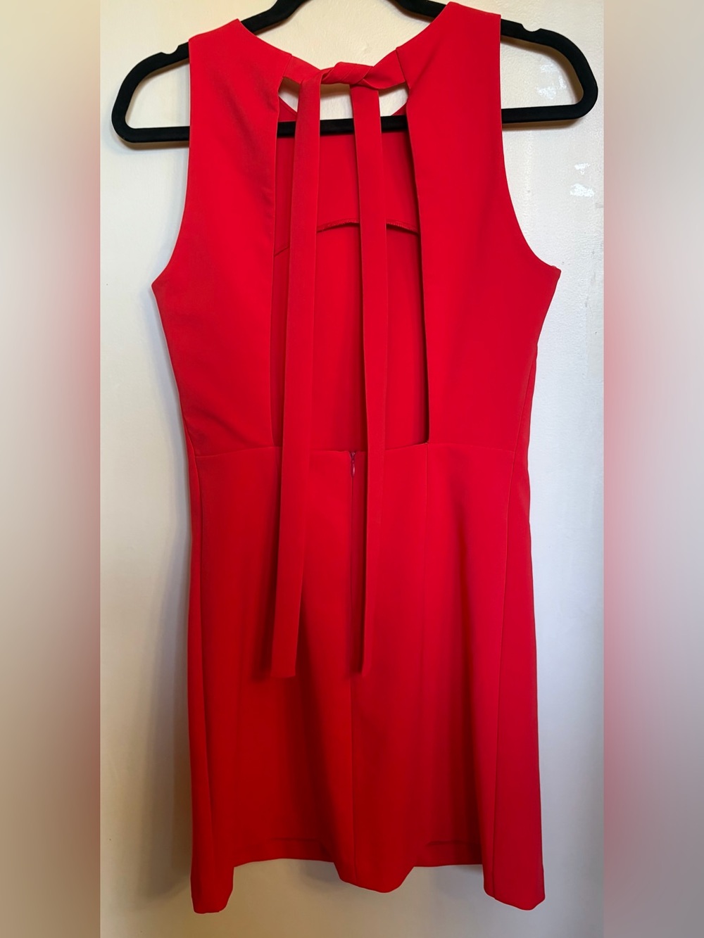 Solotre Red Sleeveless Summer Shift Dress with Open Tie Back Size 40/US Size 4